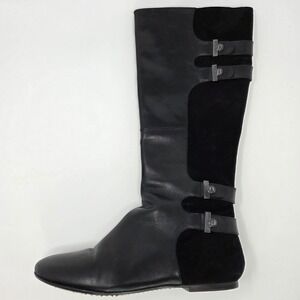 Maria Sharapova Cole Haan Air Milano Black Leather Suede Tall Boots Size‎ 7